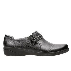 Clarks Women’s Black Leather Cheyn Madi‎ Slip On Comfort Shoes Size 10